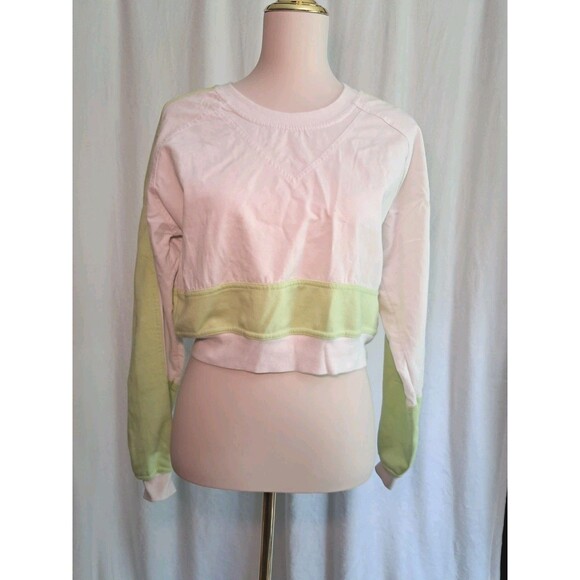 NWT Urban Outfitters Without Walls Cropped Sweatshirt White Green Size S - Picture 1 of 10